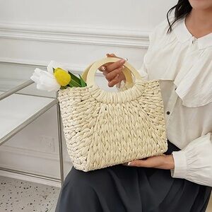 Elegant Cream Woven Handbag